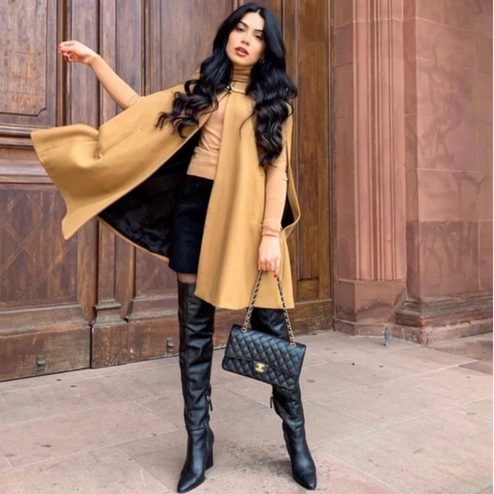 Zara Tan Cape Coat - Picture 4 of 10